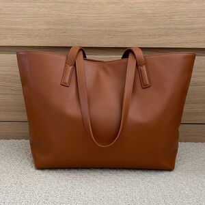 Quinn’s classic Italian leather tote, cognac, EUC